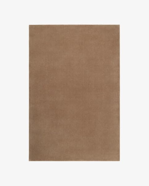 Handwoven Solid Chestnut Brown Wool Area Rug
