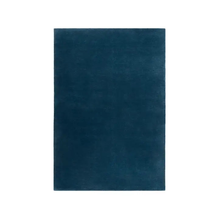 Handwoven Deep Blue Wool Area Rug