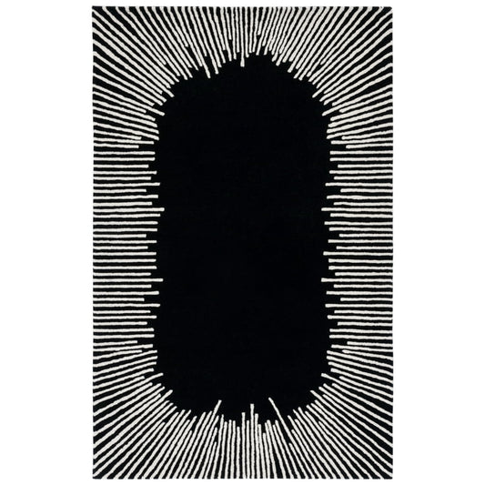 Hand-Tufted Modern Rug – Black & White Radiant Design | DeKnots