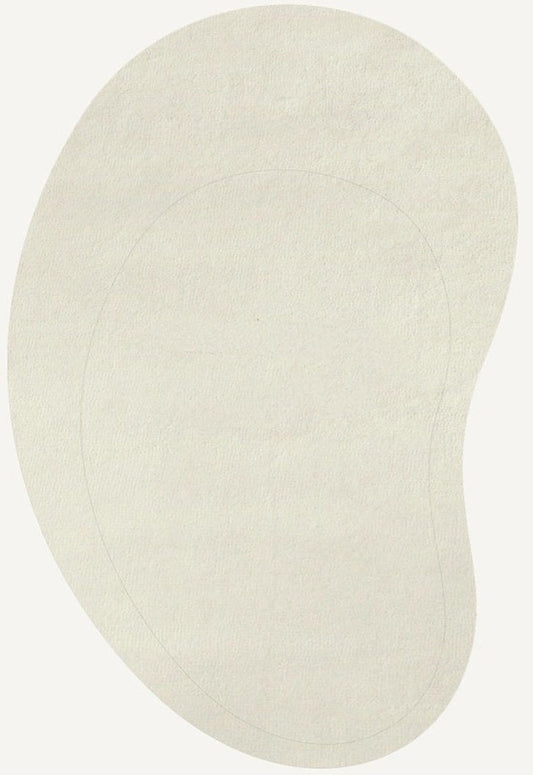 Custom Hand-Tufted Bean Shaped White Wool Rug – Minimalist Modern Accent