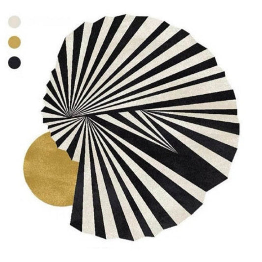 Custom Hand-Tufted Abstract Geometric Rug – Black, White & Mustard Modern Art Carpet