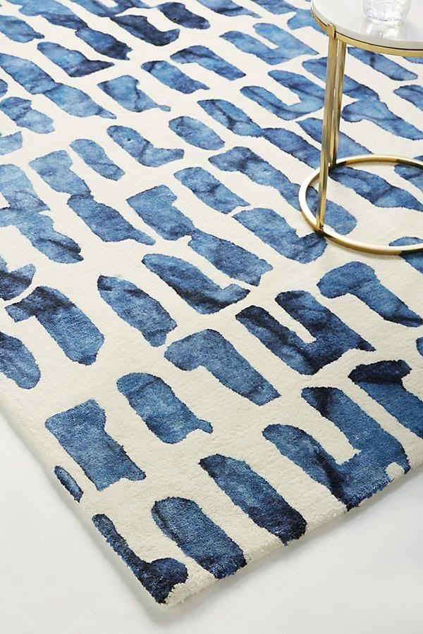 Indigo Brushstroke Rug – Hand-Tufted Wool Carpet | Modern Abstract Art-Inspired Design