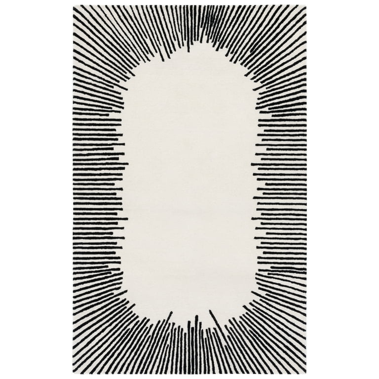 Hand-Tufted Modern Rug – Black & White Radiant Design | DeKnots