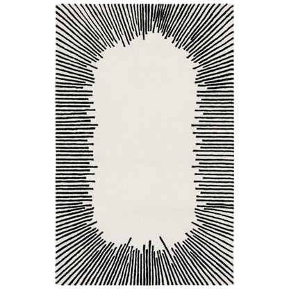 Hand-Tufted Modern Rug – Black & White Radiant Design | DeKnots
