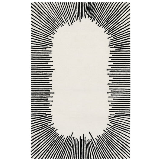 Hand-Tufted Modern Rug – Black & White Radiant Design | DeKnots