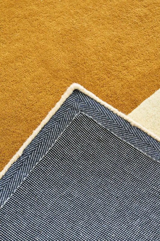 Modern Abstract Wool Area Rug – Mustard, Beige & Ivory | Hand-Tufted Contemporary Carpet