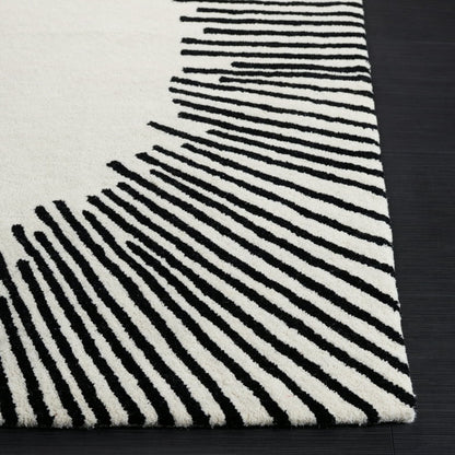 Hand-Tufted Modern Rug – Black & White Radiant Design | DeKnots