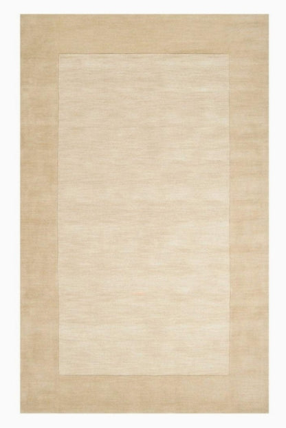 Solid Beige Rug Hand Tufted Wool Rug for Living Room