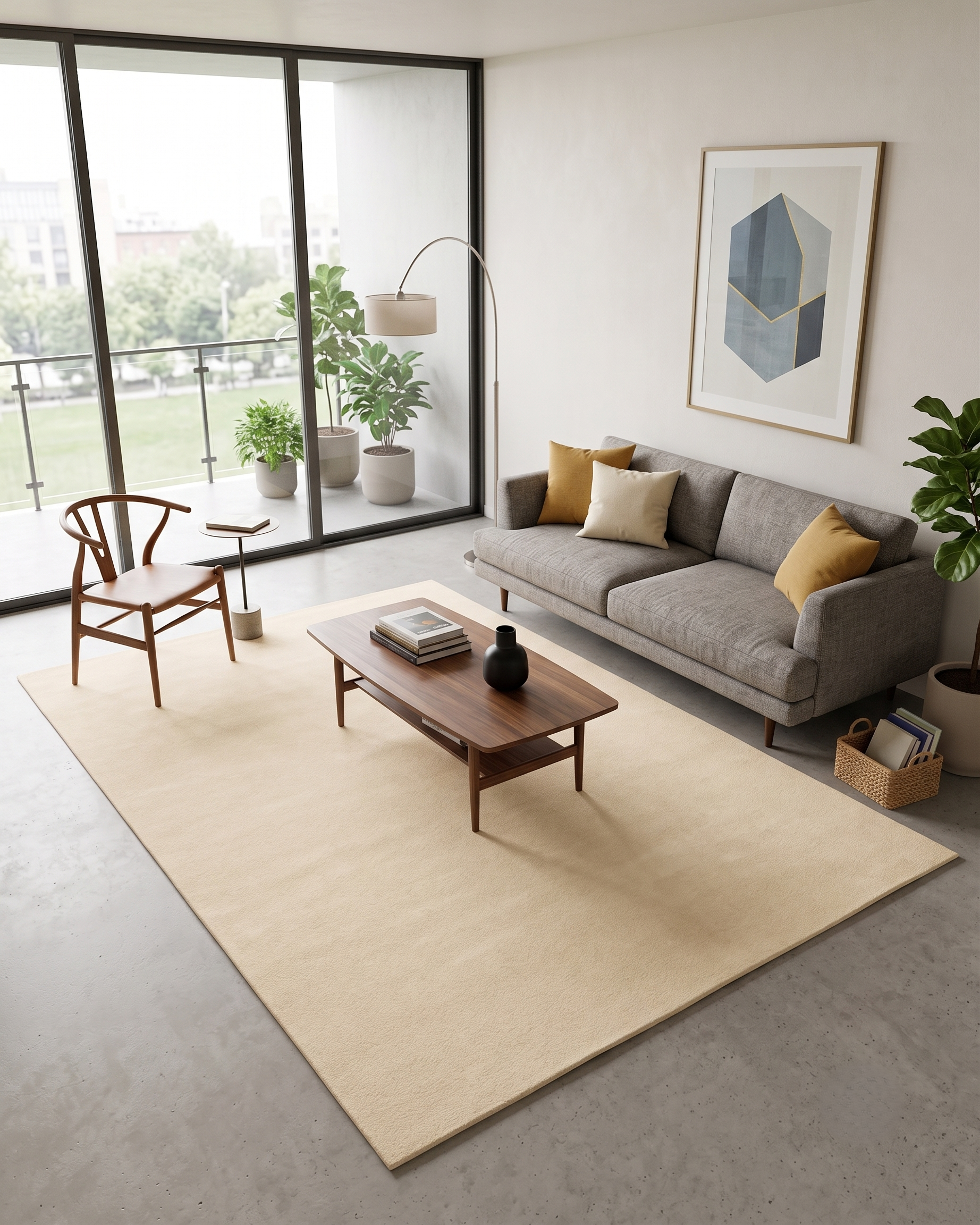 Handwoven Solid Butter Yellow Wool Area Rug