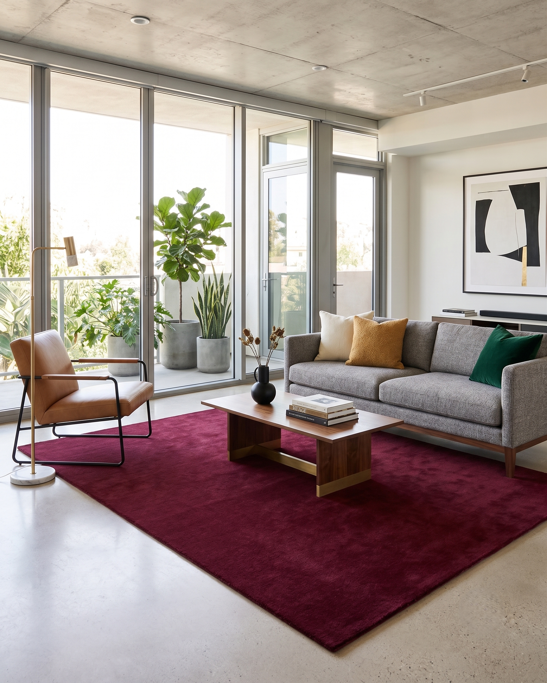 Handwoven Deep Wine Wool Area Rug