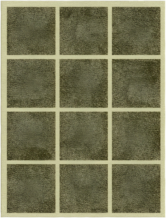 Minimalist Grid Wool Rug – Olive & Beige | Hand-Tufted Modern Carpet by DeKnots
