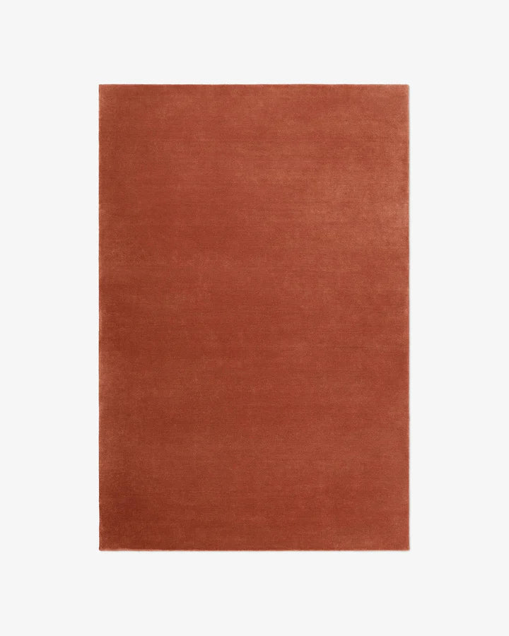 Hand Woven Modern Solid Brick Red Wool Area Rug - Rust & Terracotta
