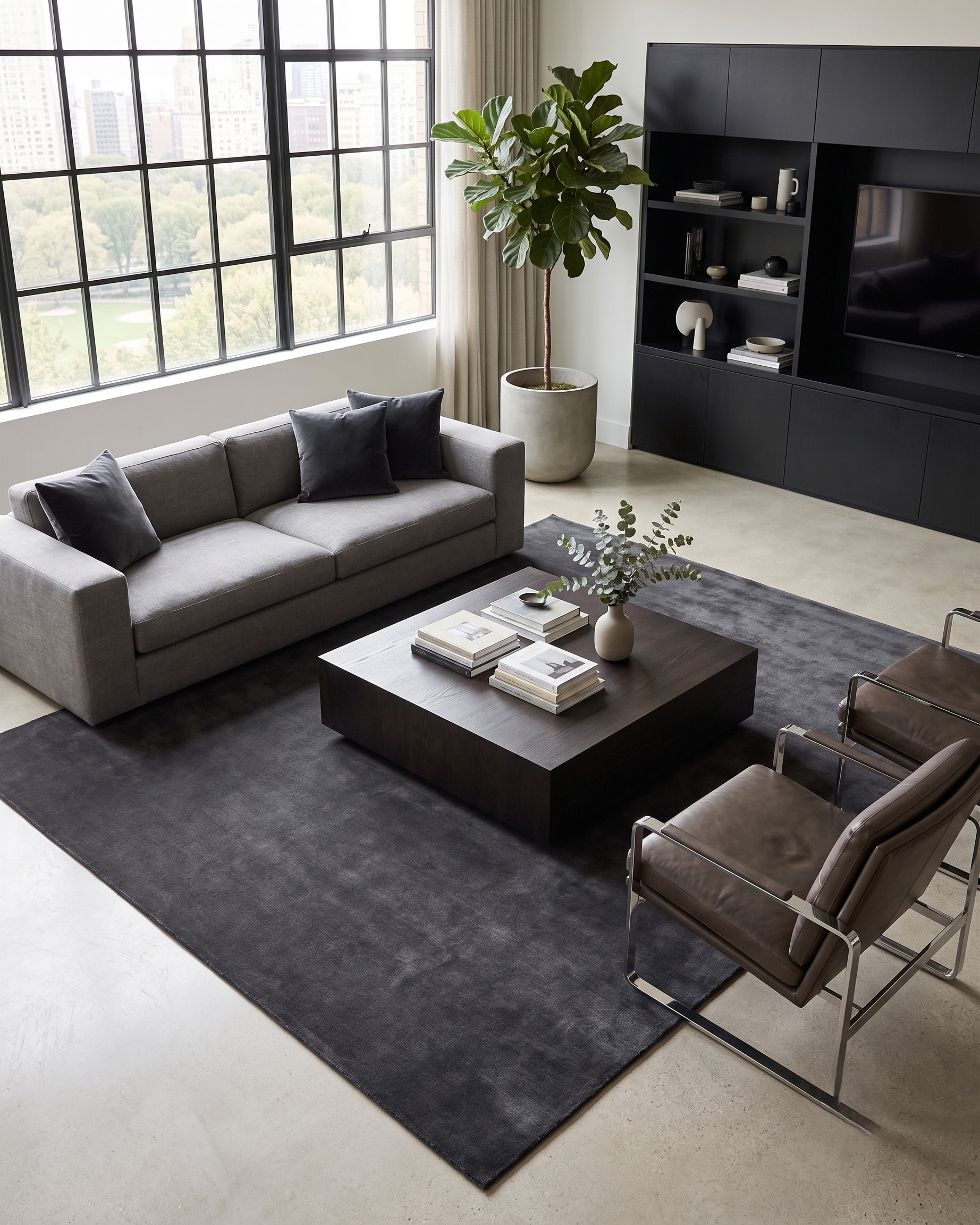 Handwoven Pencil Grey Wool Rug