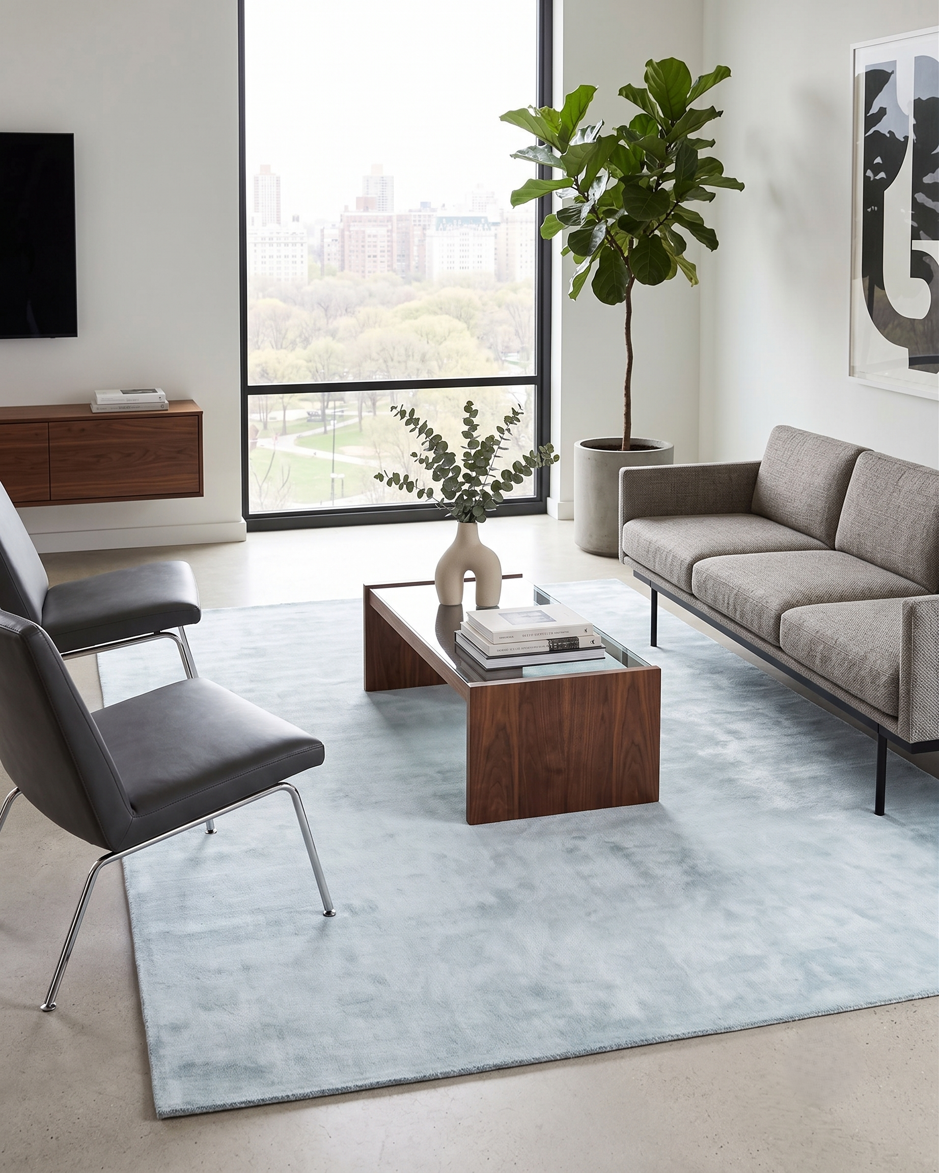 Handwoven Light Blue Wool Rug