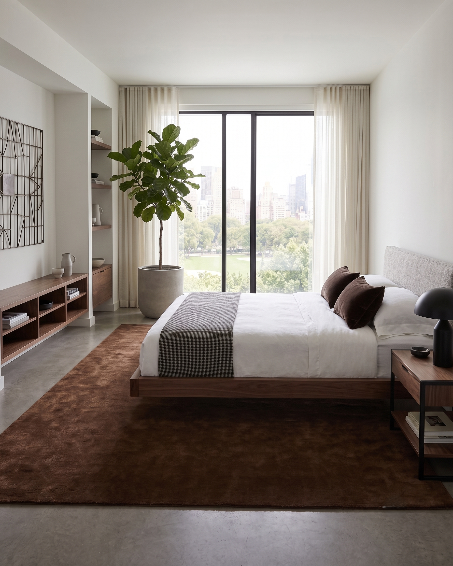 Handwoven Walnut Brown Wool Rug