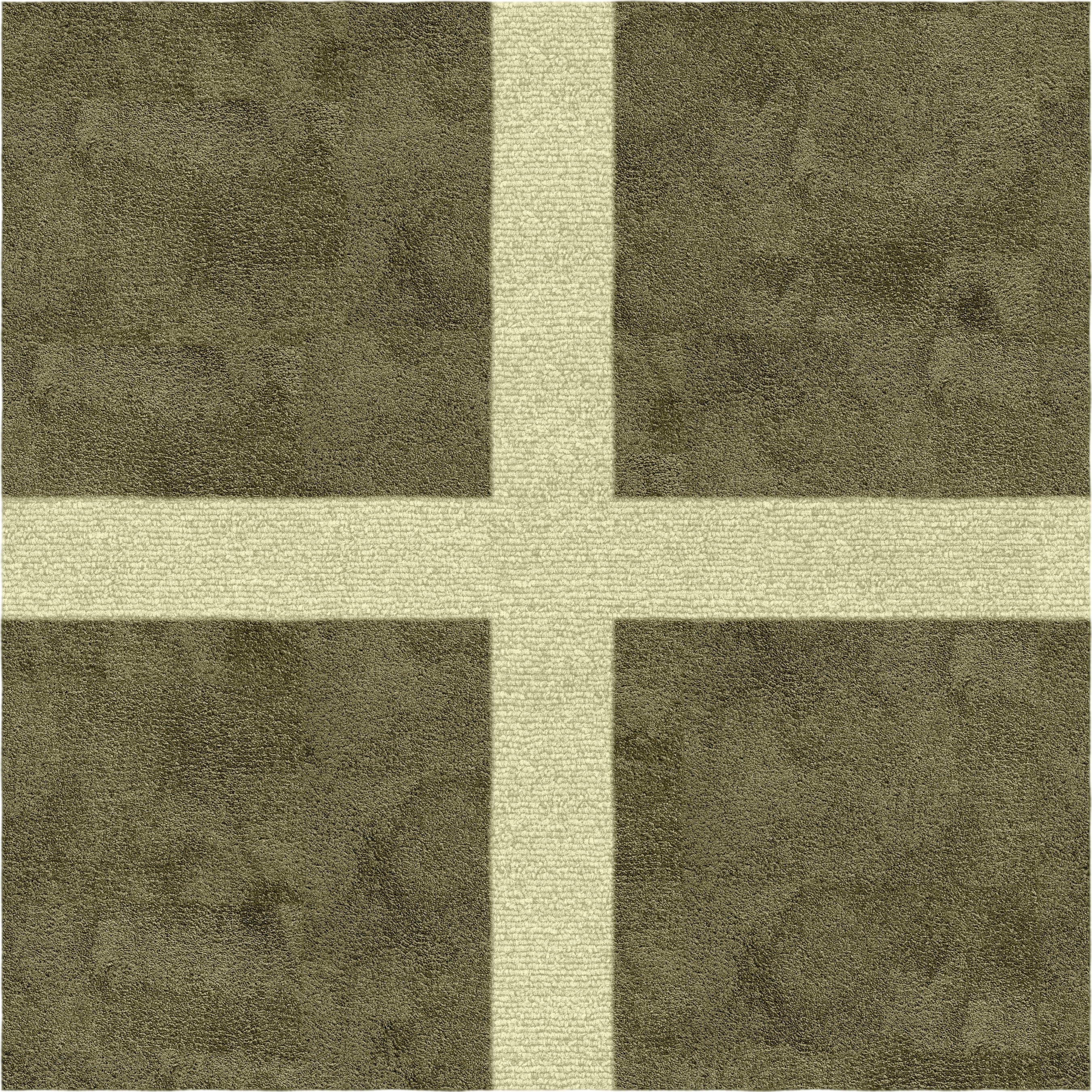 Square tiles with a cross pattern in green and beige