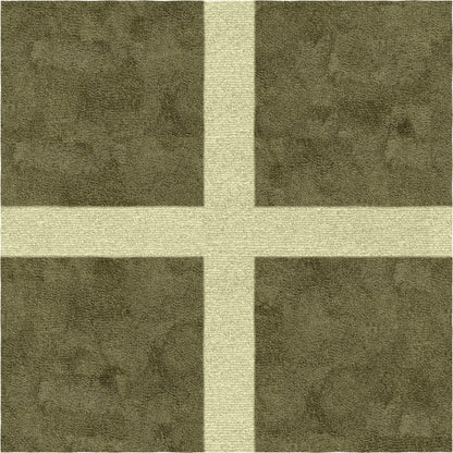 Minimalist Grid Wool Rug – Olive & Beige | Hand-Tufted Modern Carpet by DeKnots