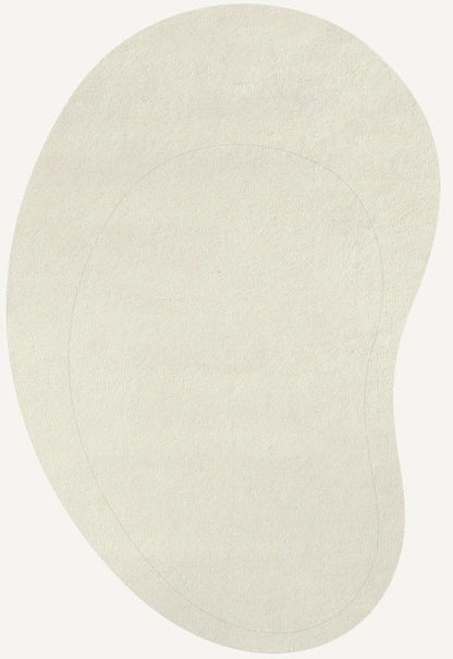 Custom Hand-Tufted Bean Shaped White Wool Rug – Minimalist Modern Accent