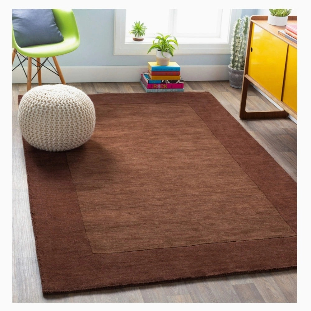 Solid Brown Rug Hand Tufted Rug for Scandinavian Decor